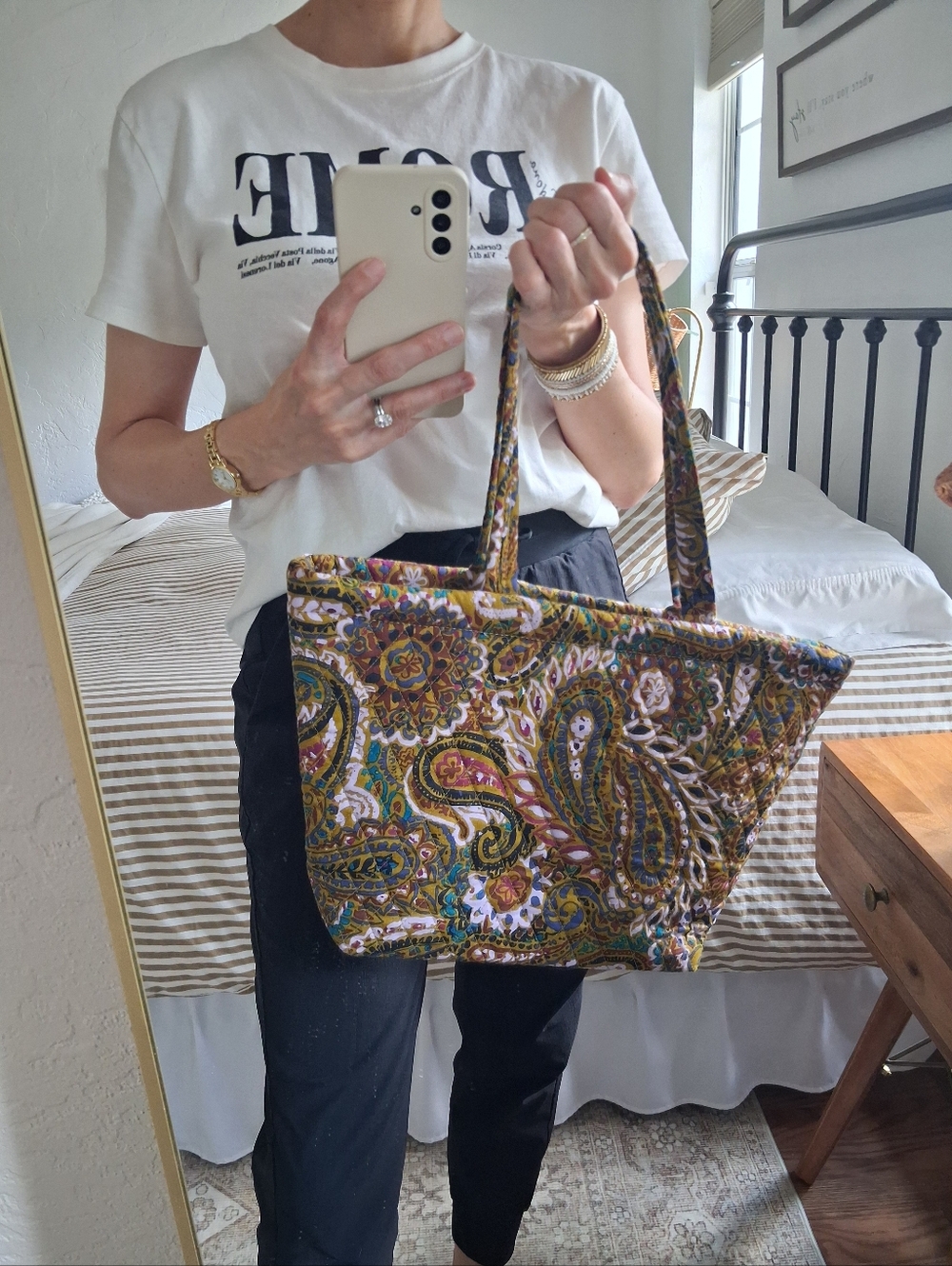 Vera Bradley Quilted Paisley Tote Bag in Multicolor Green Purlple